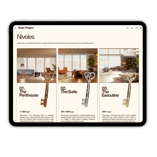 Nude Project loyalty program shown in Spanish