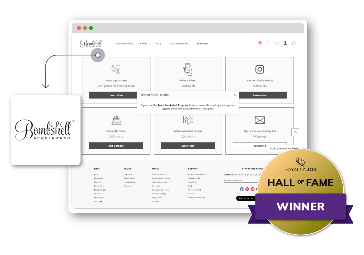 Bombshell Sportswear loyalty program