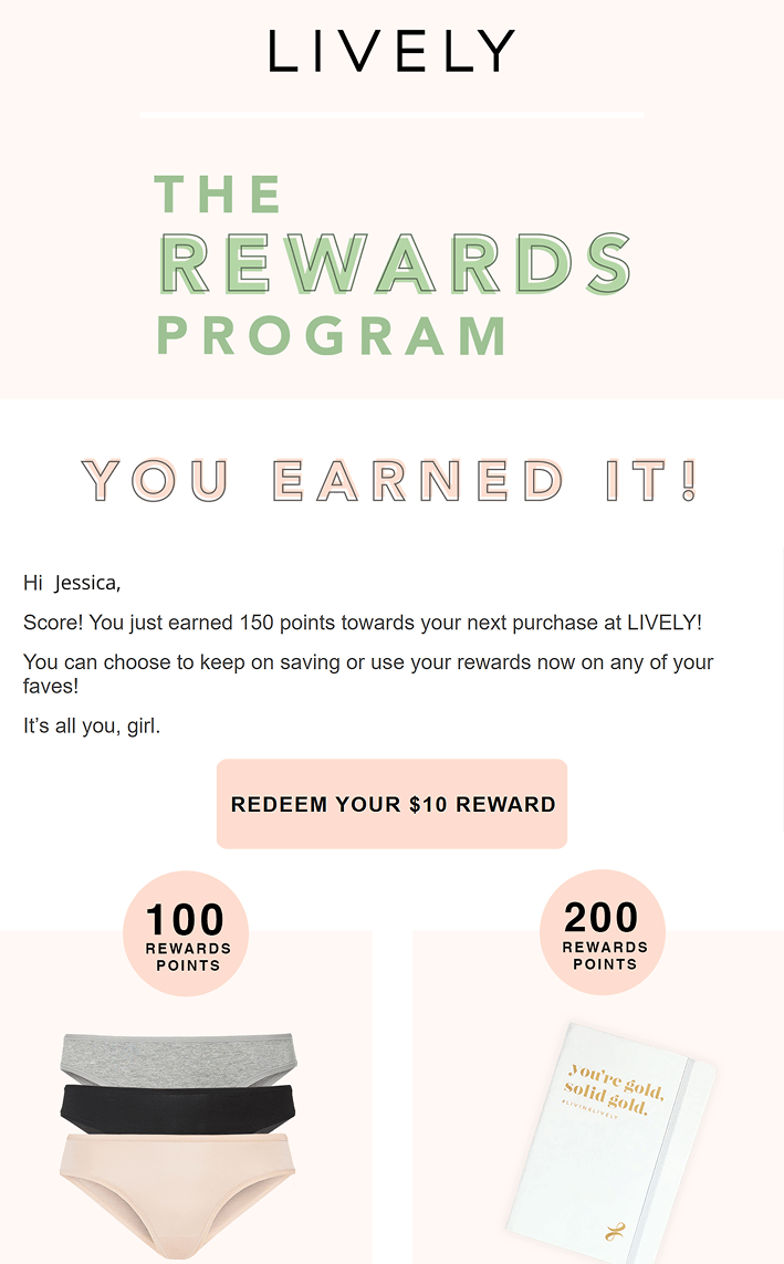 Lively second purchase nudge email example