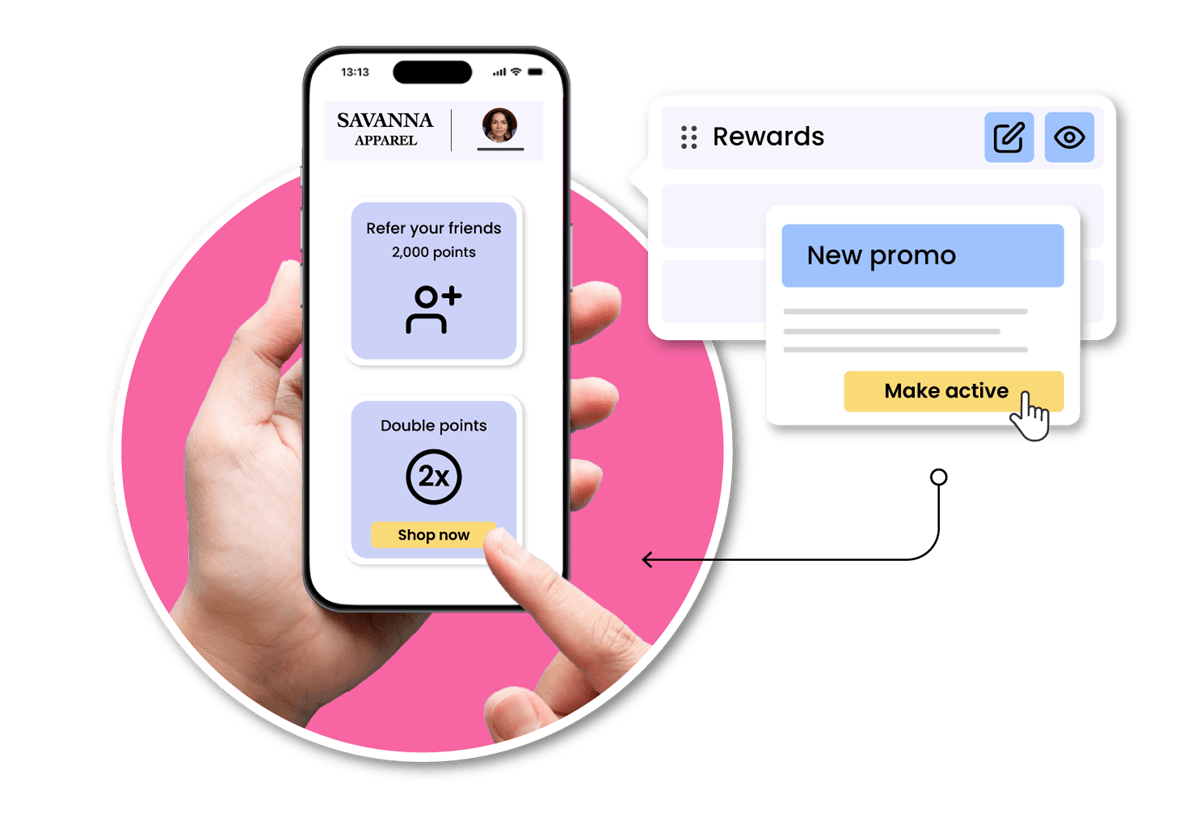 A loyalty page updating automatically when program rules change