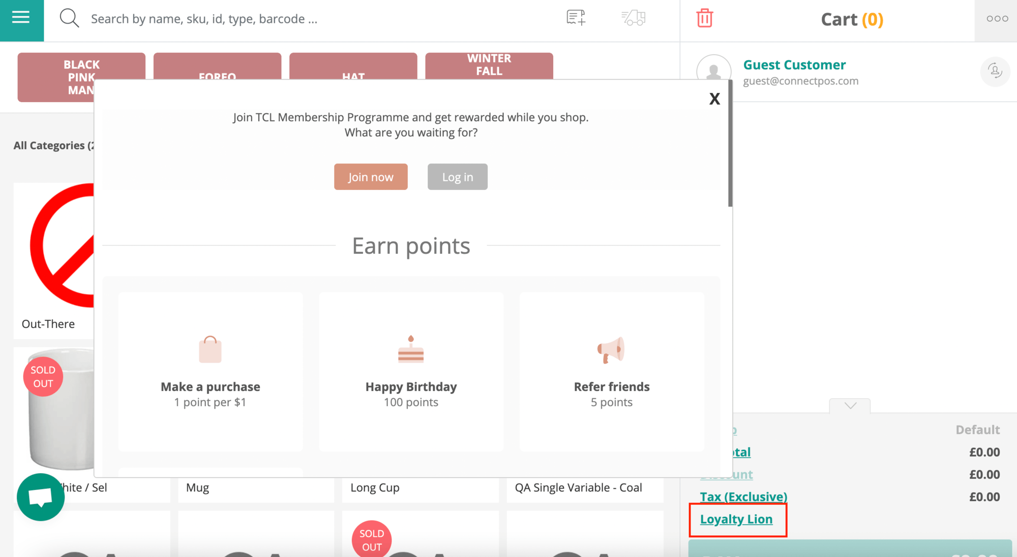 LoyaltyLion loyalty points redeemed in a ConnectPOS in-store checkout