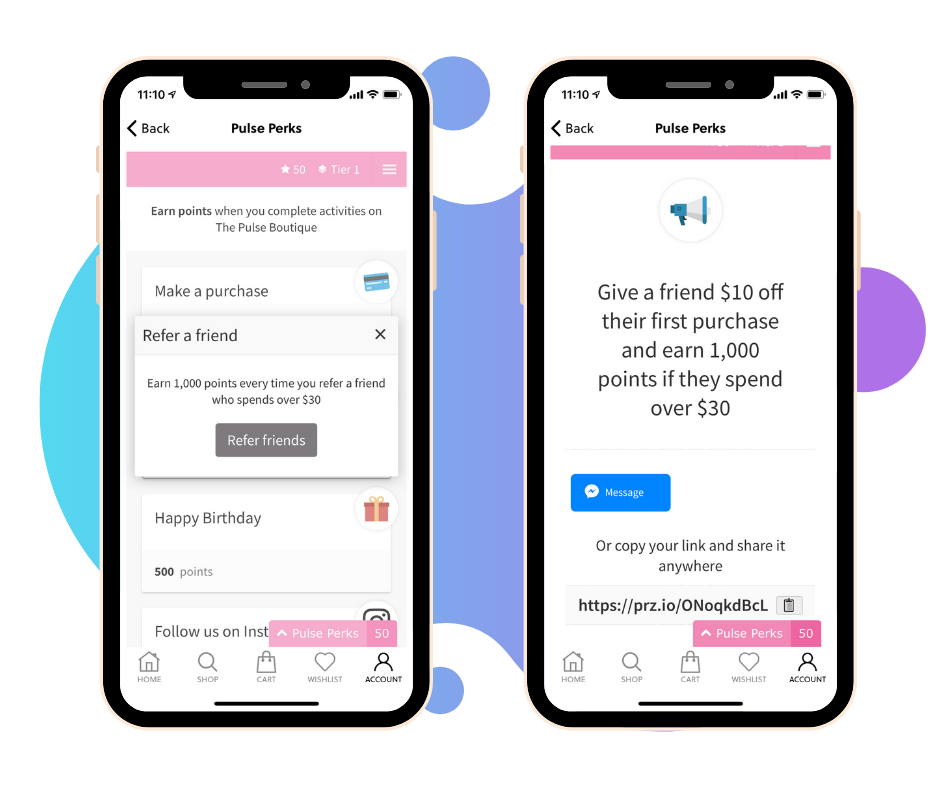 Pulse Boutique mobile app built with Venn Apps and LoyaltyLion