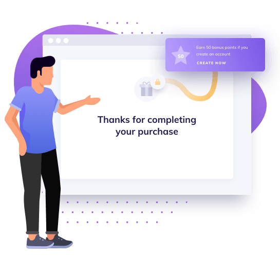 Guest conversion campaign prompting account creation