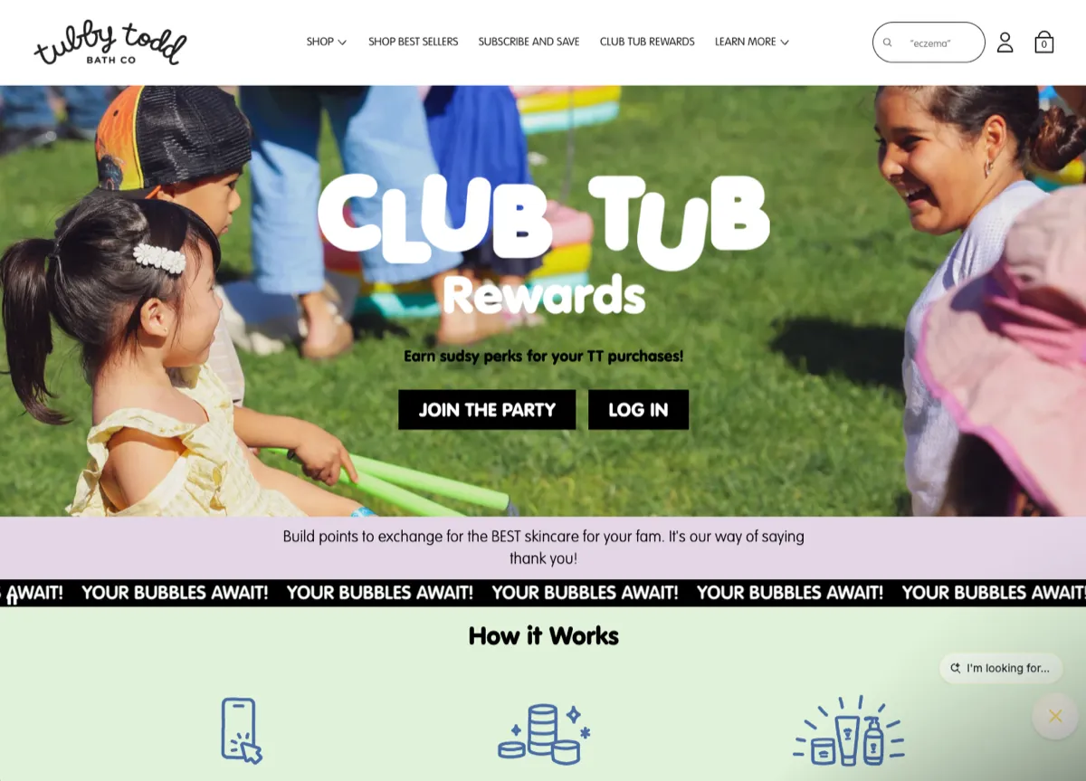 The Club Tub Rewards page on tubbytodd.com