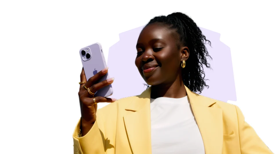 The Essential Loyalty Program Strategy course cover: a woman in a yellow blazer smiling at her phone