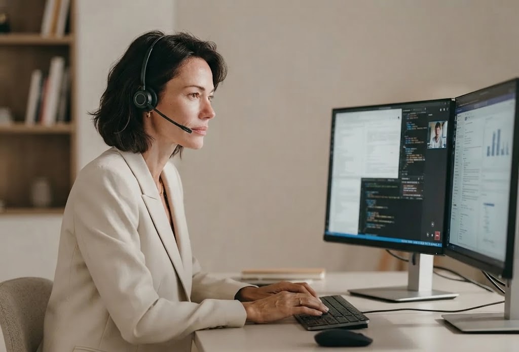 B2B sales representative making multiple outbound calls