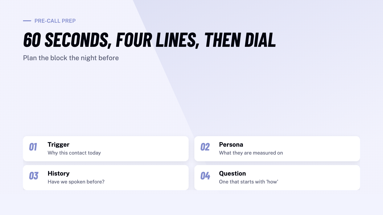 Pre-Call Prep: A 60-Second Framework for Cold Calling