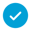 A bold black check mark centered inside a turquoise circle, visually indicating completion, confirmation or a successful result.