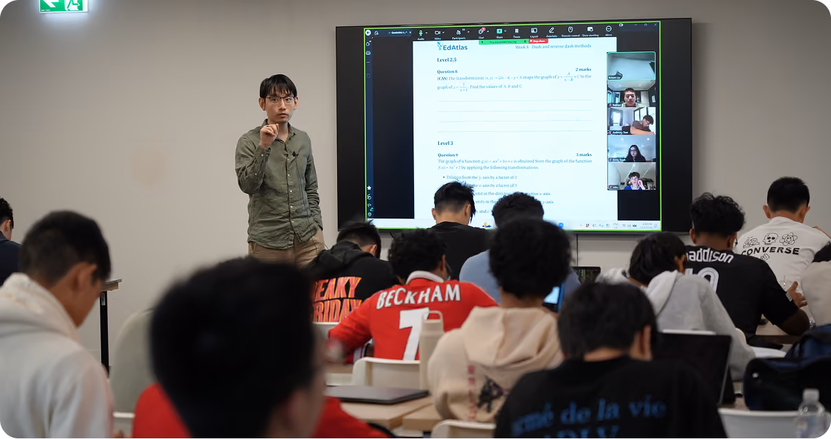 A professionally framed portrait showing tutor teaching a vce class, presented as part of EdAtlas student, tutor or program storytelling content.