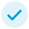 A bold black check mark centered inside a turquoise circle, visually indicating completion, confirmation or a successful result.