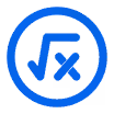 A detailed EdAtlas visual illustrating square Root X Circle interface math square root sign, using the organisation’s turquoise, black and light-blue design palette to support the surrounding content.