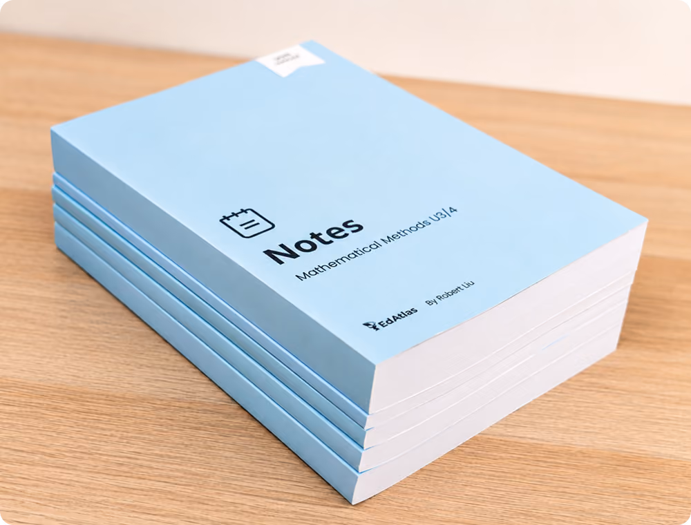 A detailed EdAtlas program image showing vCE study materials and exam preparation booklets, providing visual context for the surrounding educational content.
