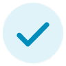 A bold black check mark centered inside a turquoise circle, visually indicating completion, confirmation or a successful result.