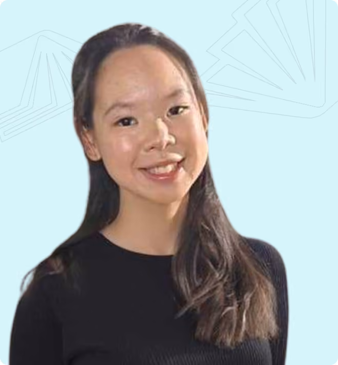 A detailed EdAtlas visual illustrating chloe Chan, using the organisation’s turquoise, black and light-blue design palette to support the surrounding content.