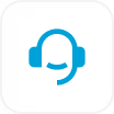 A turquoise customer-support headset symbol centered on a dark rounded-square tile with a thin white border, representing student guidance and assistance.