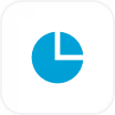 A turquoise pie-chart symbol centered on a dark rounded-square tile with a thin white border, representing progress tracking within the EdAtlas medicine program.