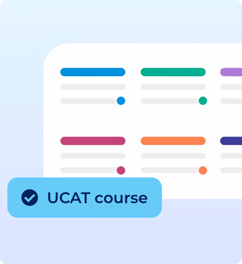 A detailed EdAtlas visual illustrating crush the UCAT, using the organisation’s turquoise, black and light-blue design palette to support the surrounding content.