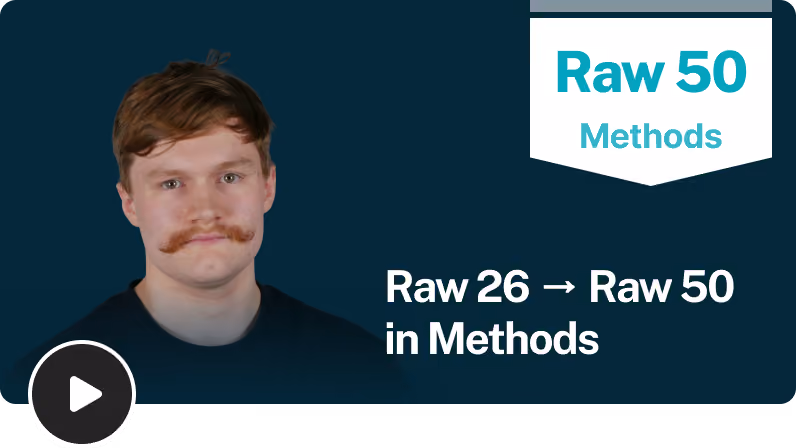 Oliver, EdAtlas student, in a video testimonial thumbnail showing an improvement from a Raw 26 to a Raw 50 in Maths Methods.