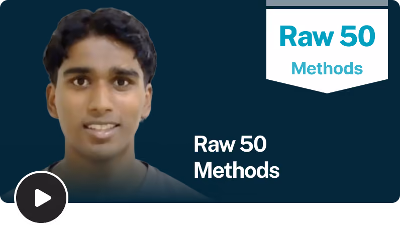 Abisheg, EdAtlas student, in a video testimonial thumbnail showing a Raw 50 in Maths Methods.