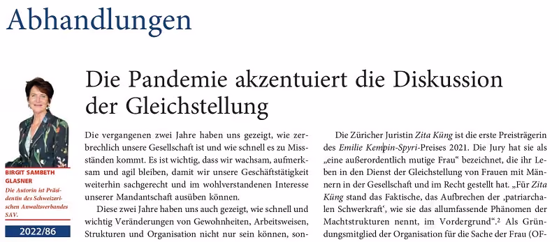Interview: Die Pandemie akzentuiert die Diskussion der Gleichstellung