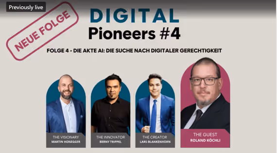 Roland Köchli si unisce al DigitalPioneers Podcast per discutere di "AI e giustizia digitale".