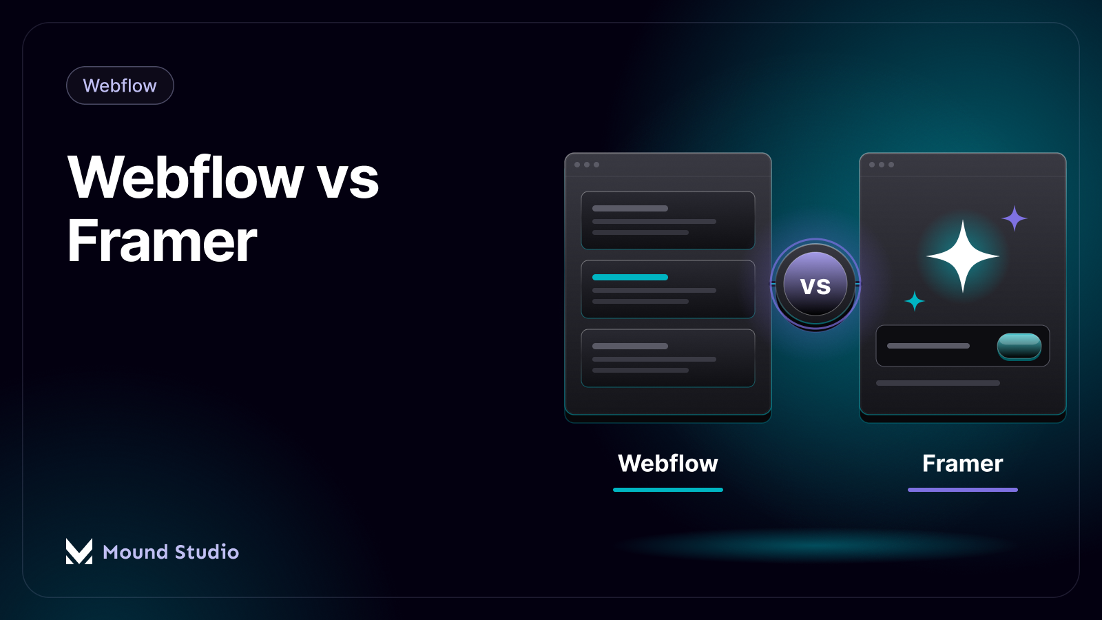 Webflow versus Framer comparison, by Mound Studio
