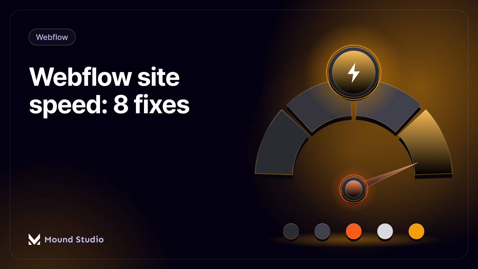 Speed gauge with lightning bolt for Webflow site speed, by Mound Studio