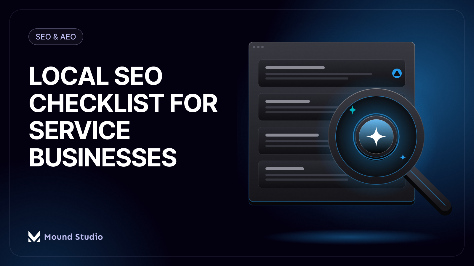 Local SEO checklist thumbnail for service businesses, by Mound Studio