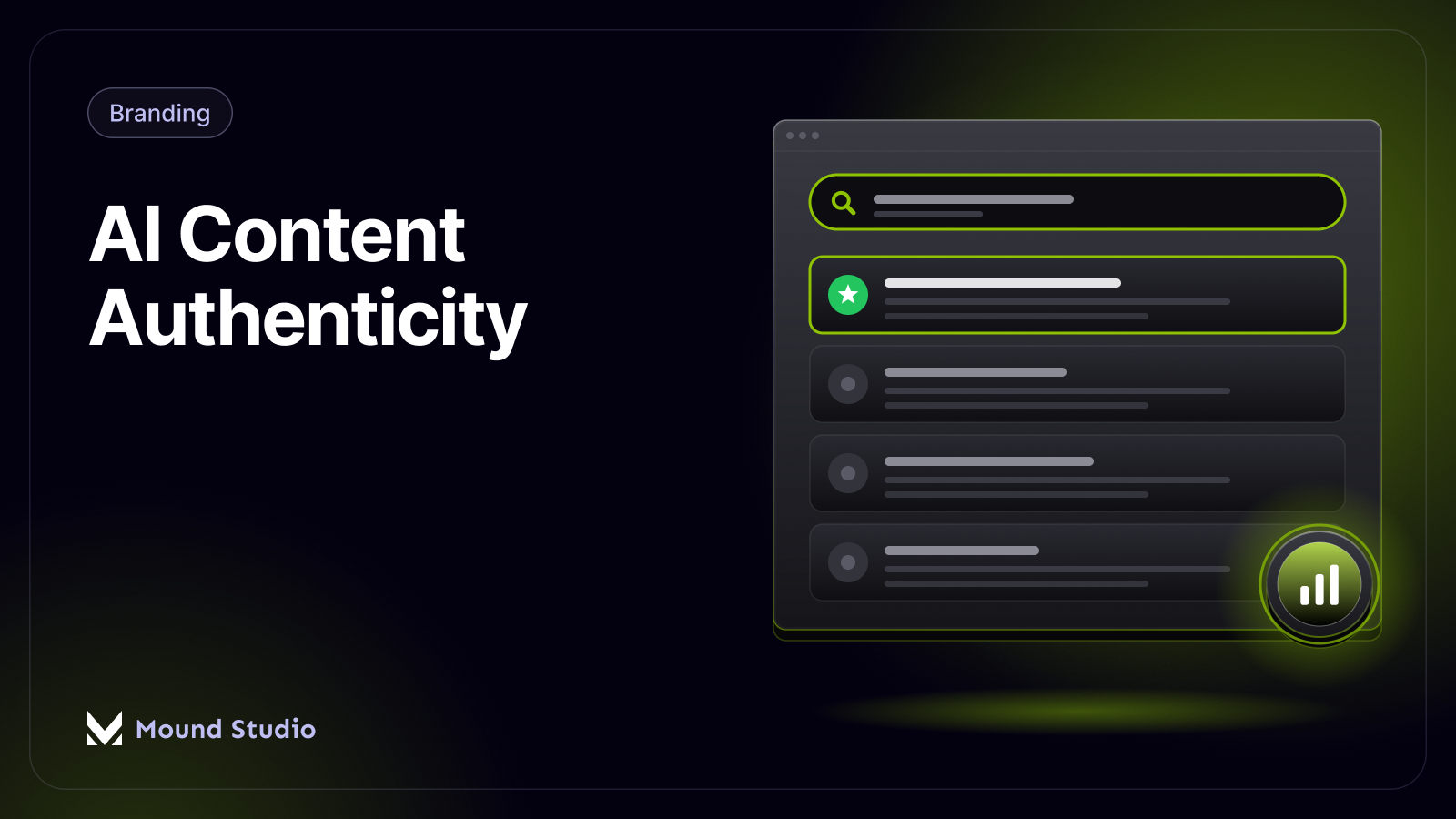 AI content authenticity and brand trust thumbnail, Mound Studio blog