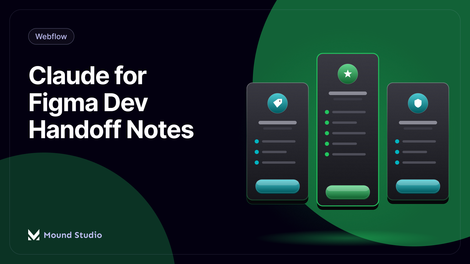Dark thumbnail illustration for Using Claude for Figma Dev Handoff Notes, by Mound Studio