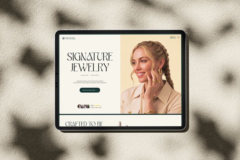 Veloura luxury jewelry website design, screen 4 of 12