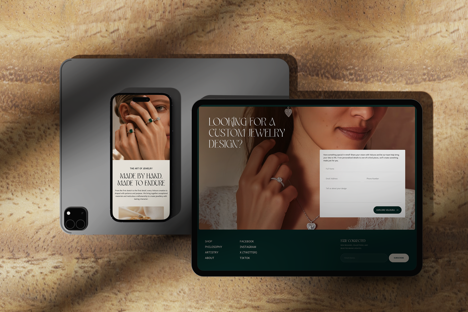 Veloura luxury jewelry website design, screen 5 of 12