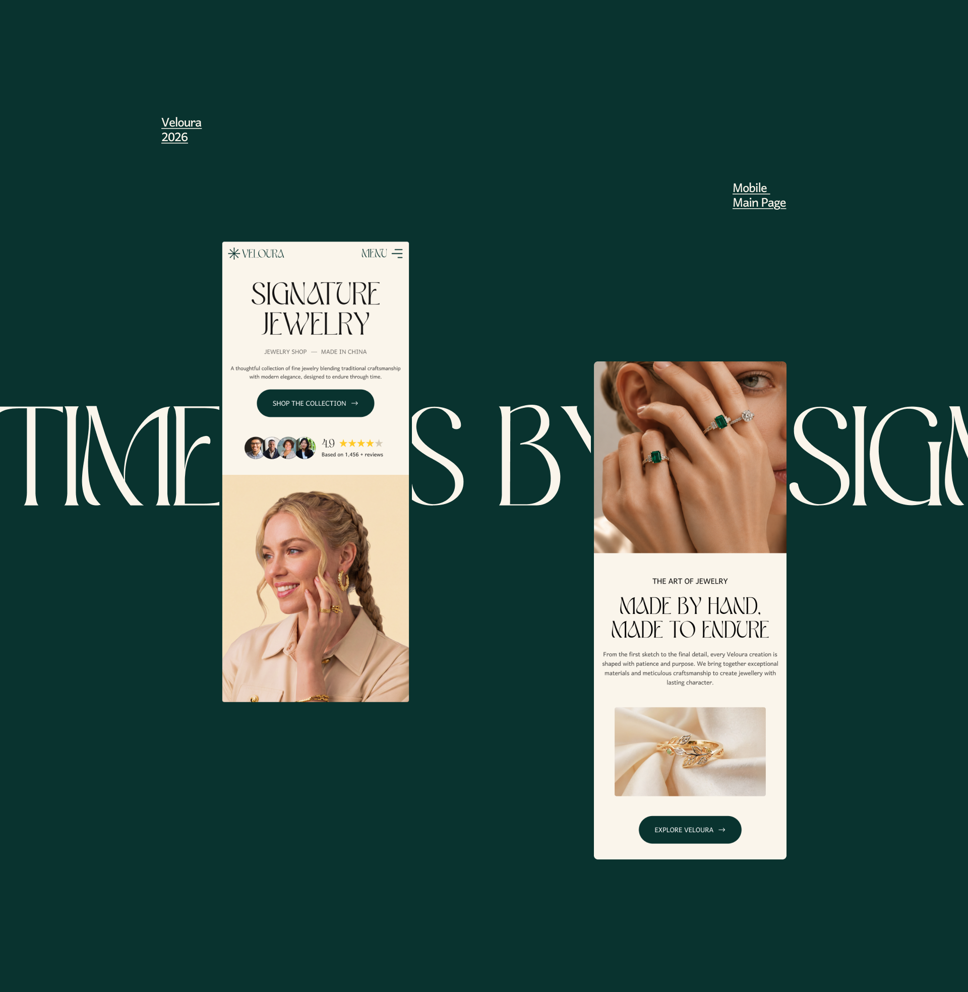 Veloura luxury jewelry website design, screen 8 of 12