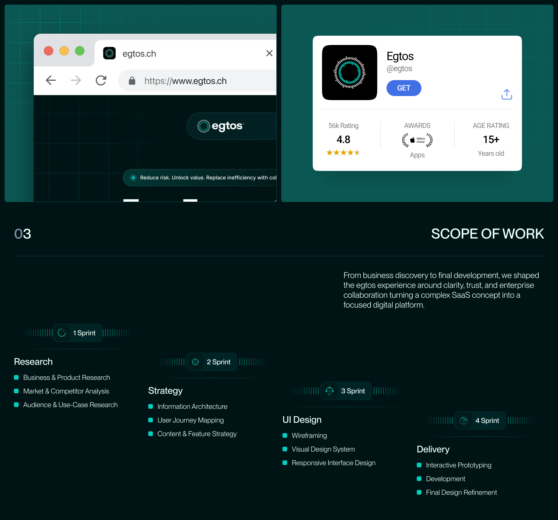 egtos B2B SaaS marketing website design, screen 2 of 12