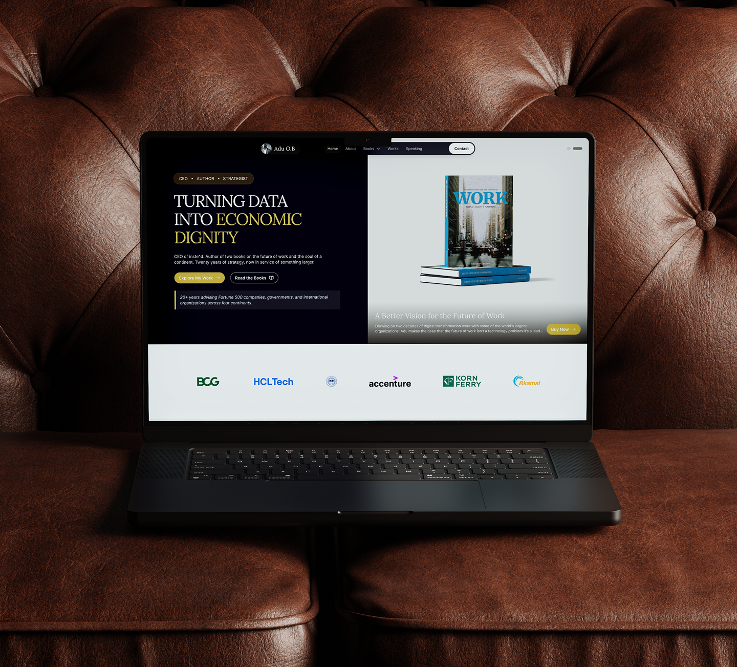 Adu O.B. personal brand website design, screen 5 of 18