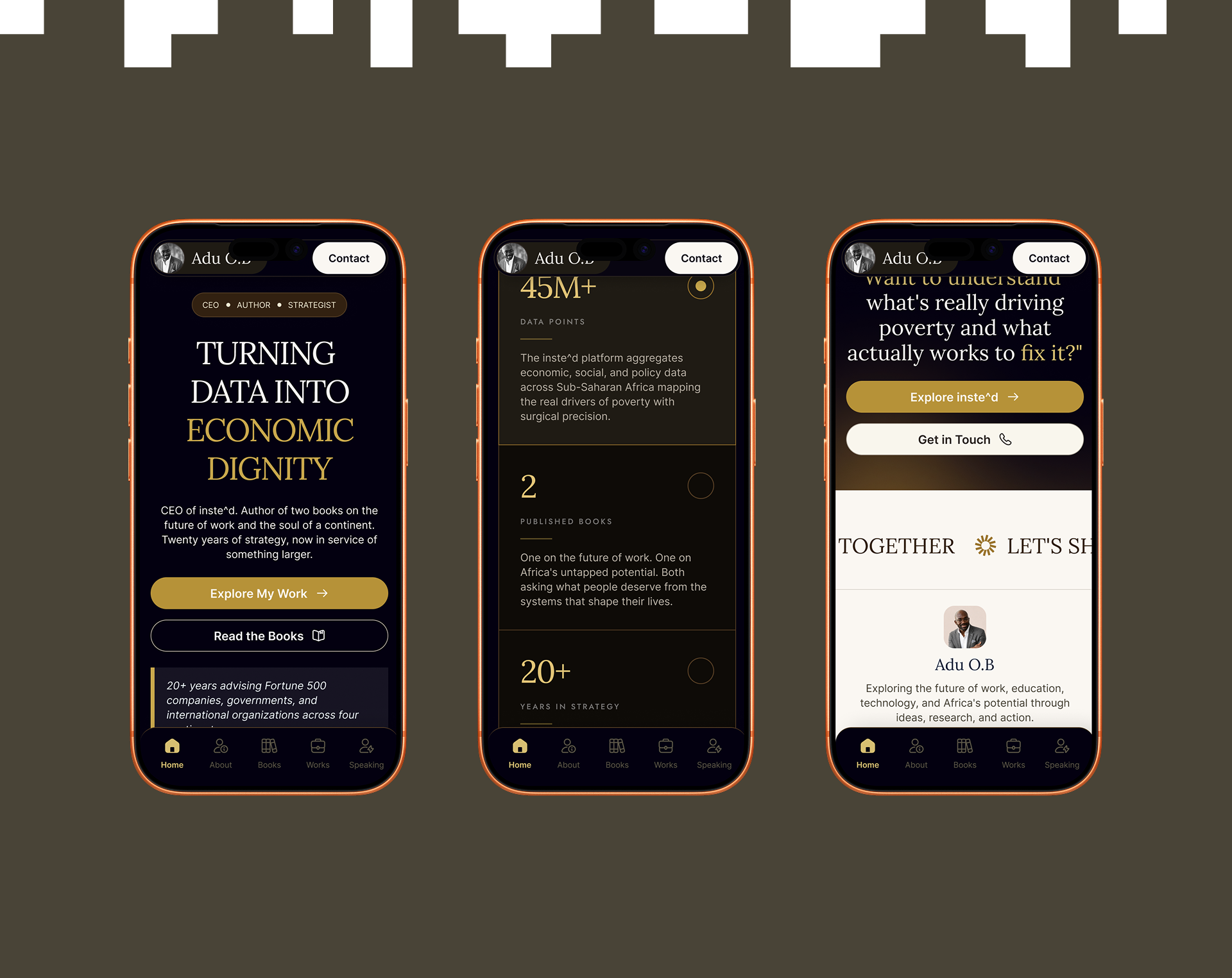 Adu O.B. personal brand website design, screen 7 of 18