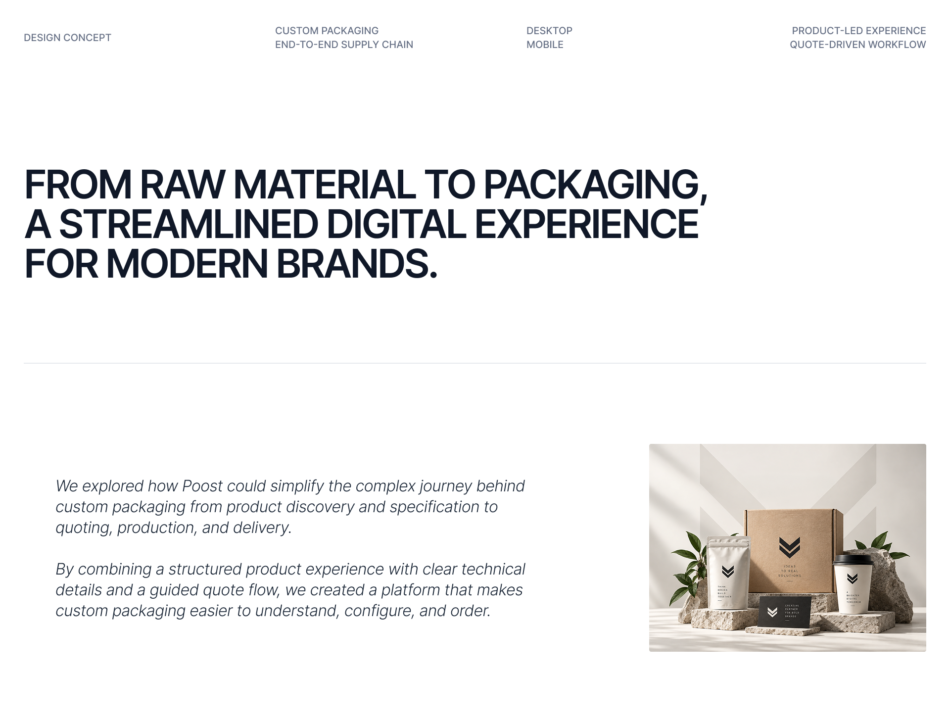 Poost custom packaging website design by Mound Studio