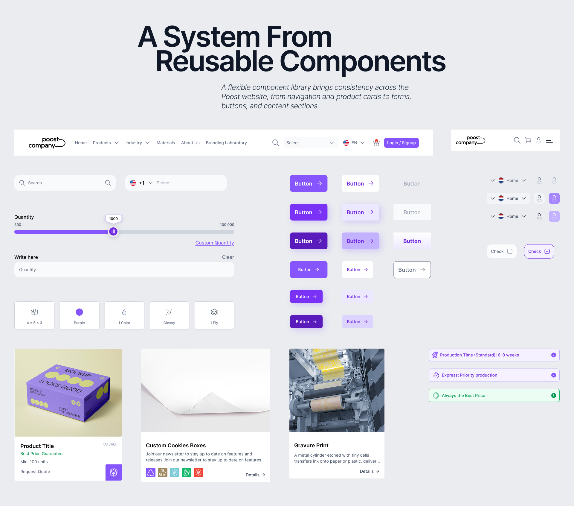 Poost custom packaging website design, screen 14 of 15