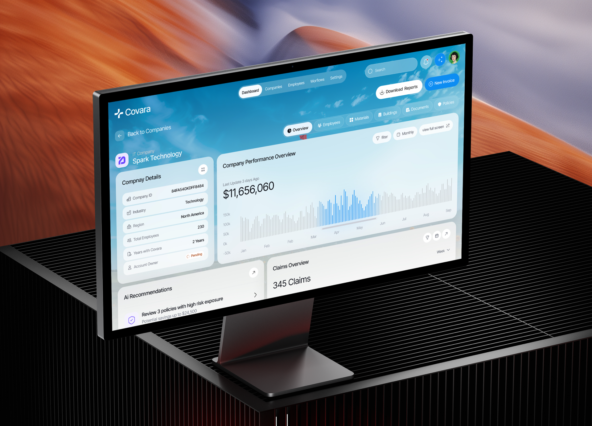 Covara insurance risk platform UI design, screen 4 of 17