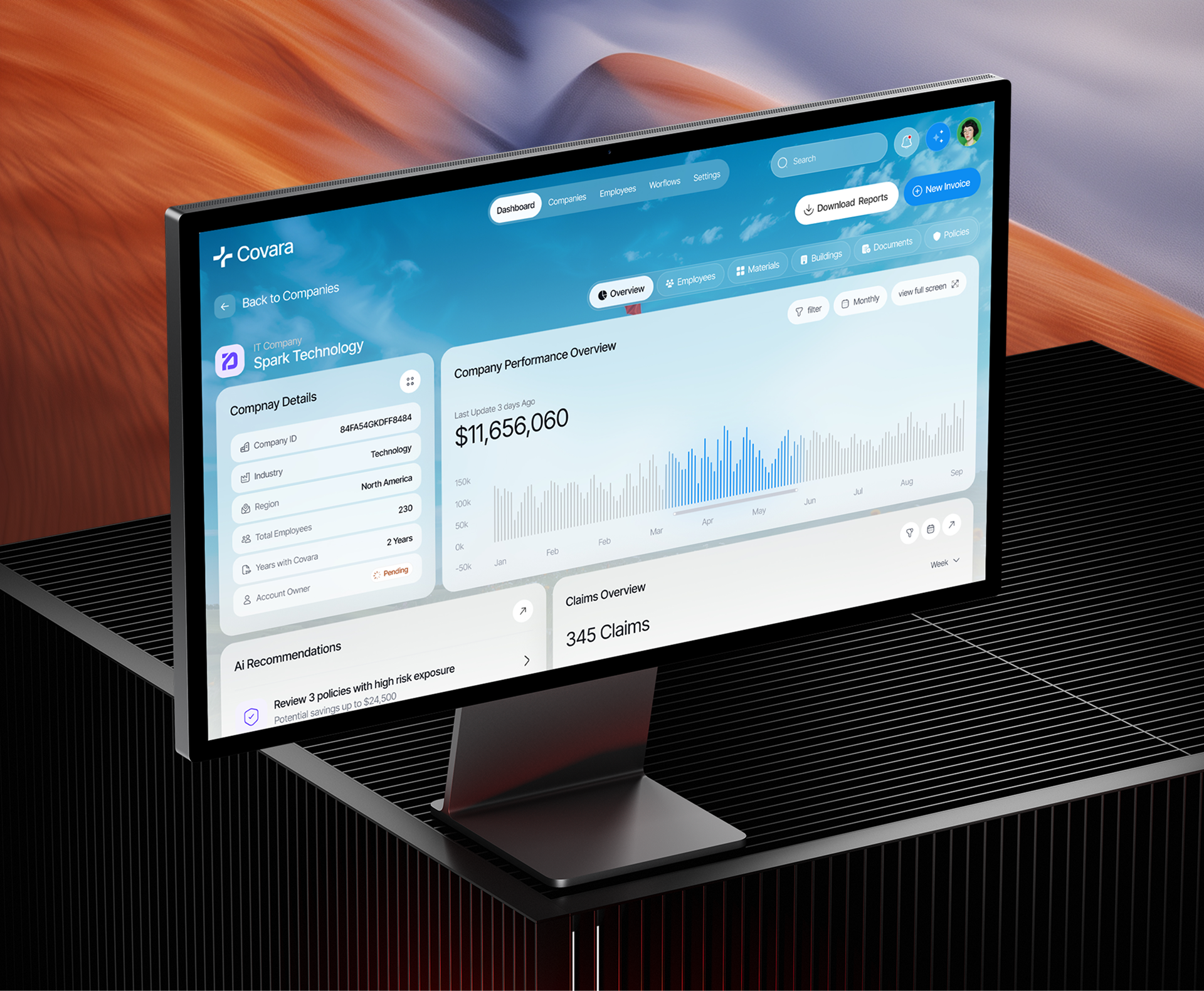 Covara insurance risk platform UI design, screen 10 of 17