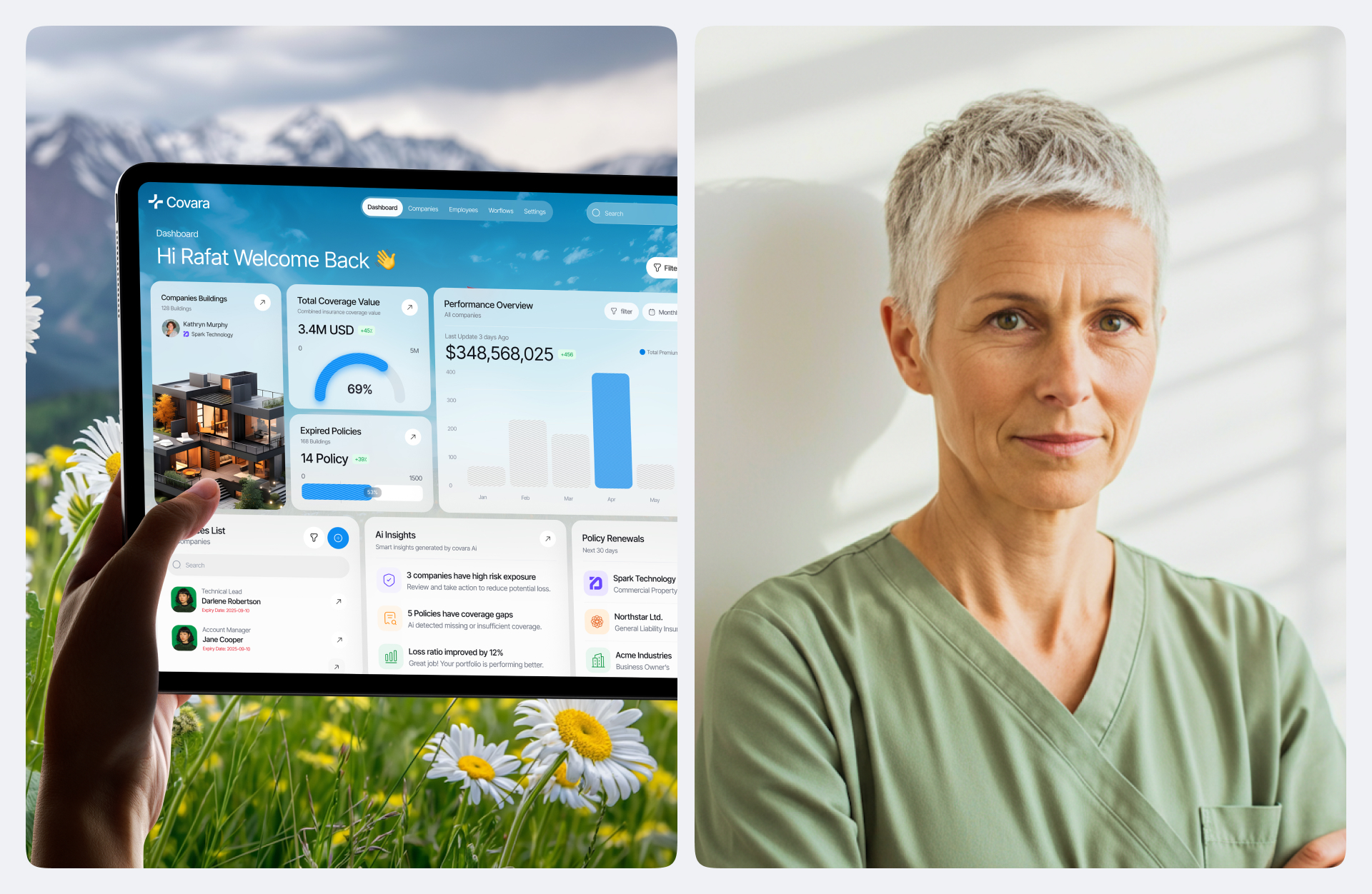 Covara insurance risk platform UI design, screen 16 of 17