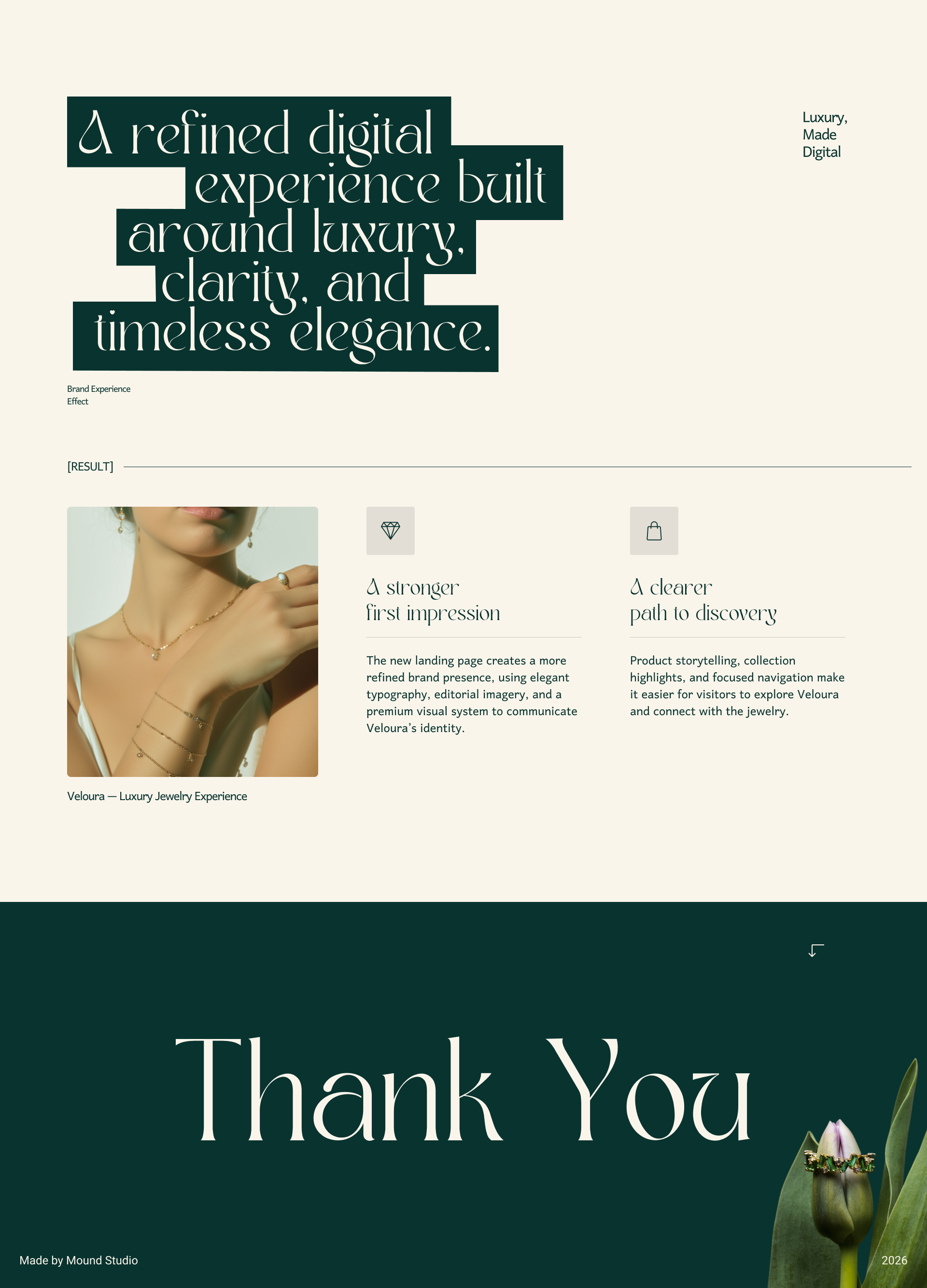 Veloura luxury jewelry website design, screen 12 of 12