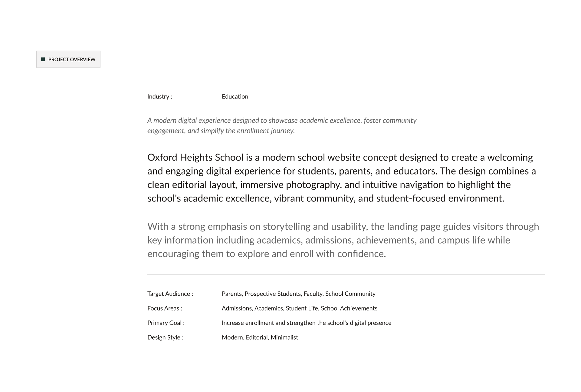Oxford Heights private school website design by Mound Studio