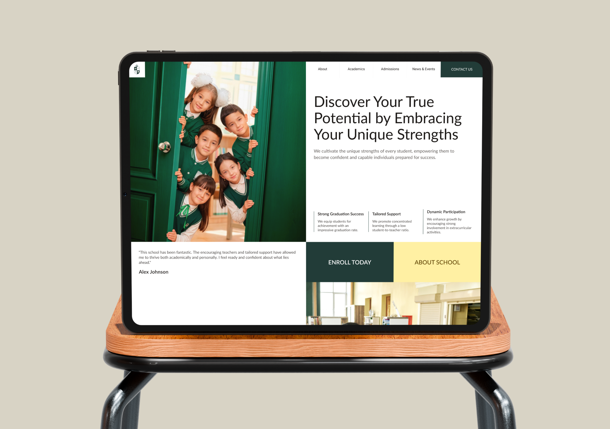 Oxford Heights private school website design, screen 3 of 12