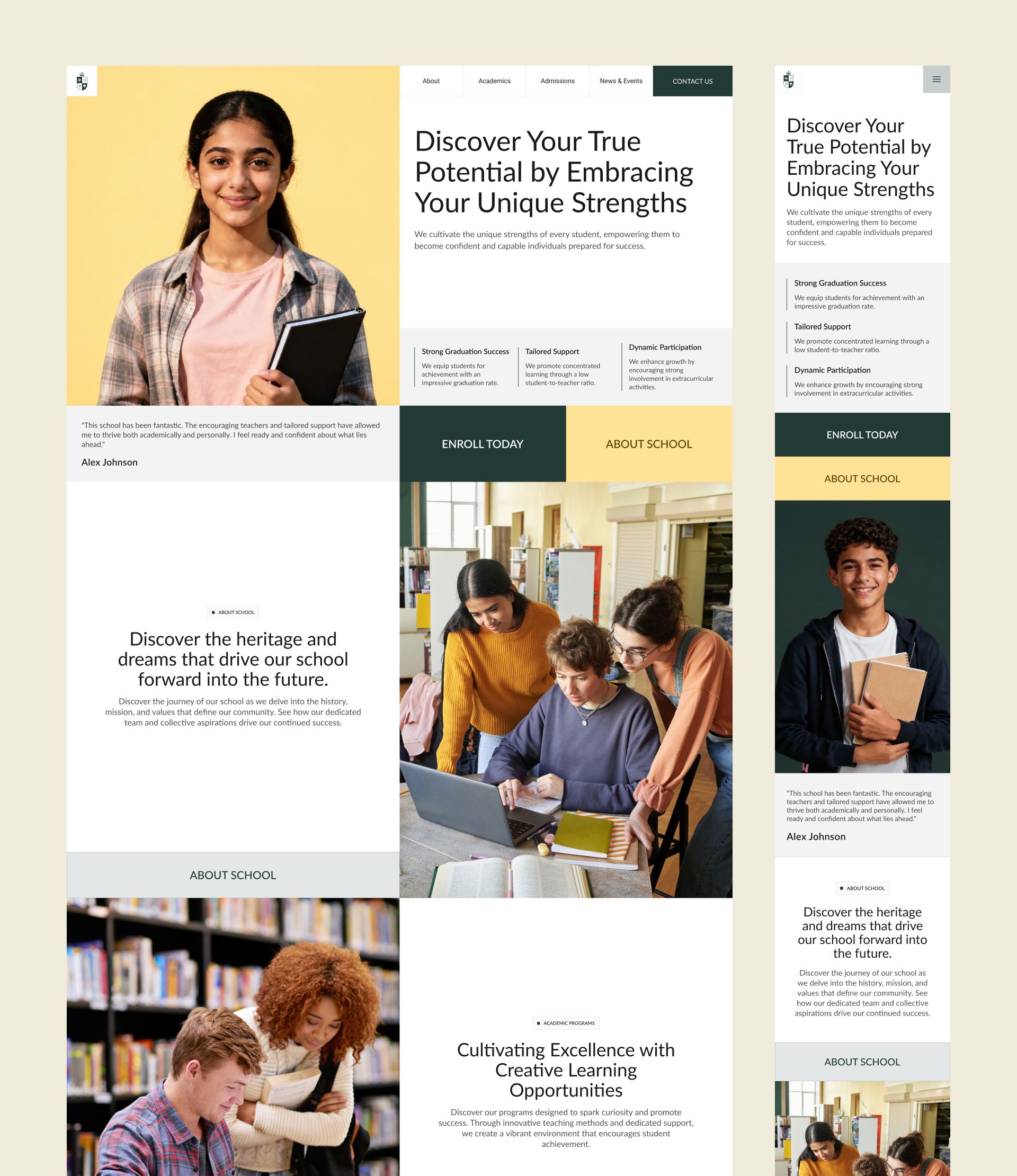 Oxford Heights private school website design, screen 9 of 12