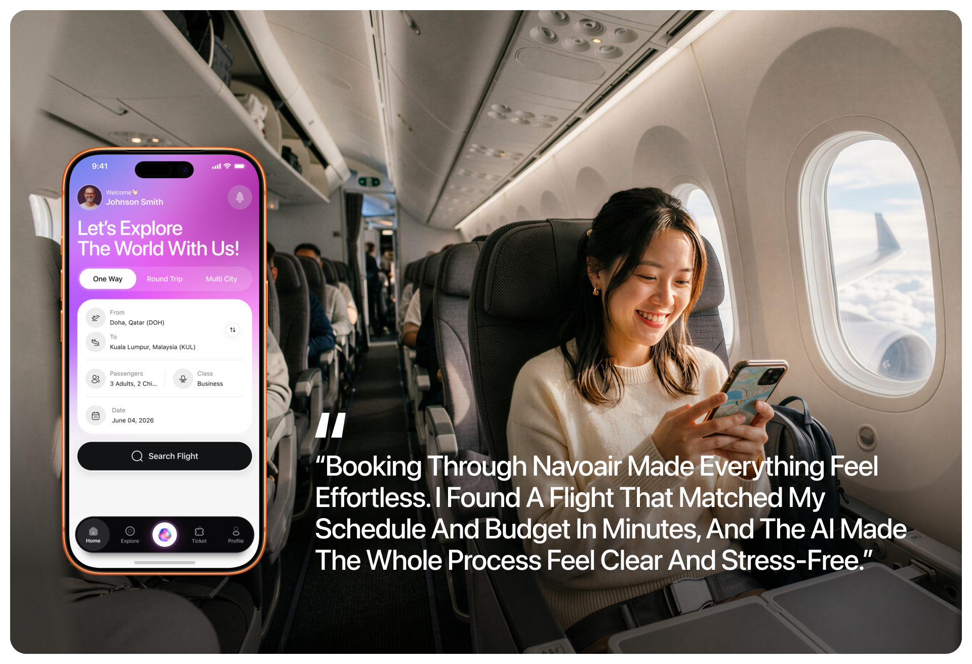Navoair AI flight booking mobile app design, screen 10 of 18