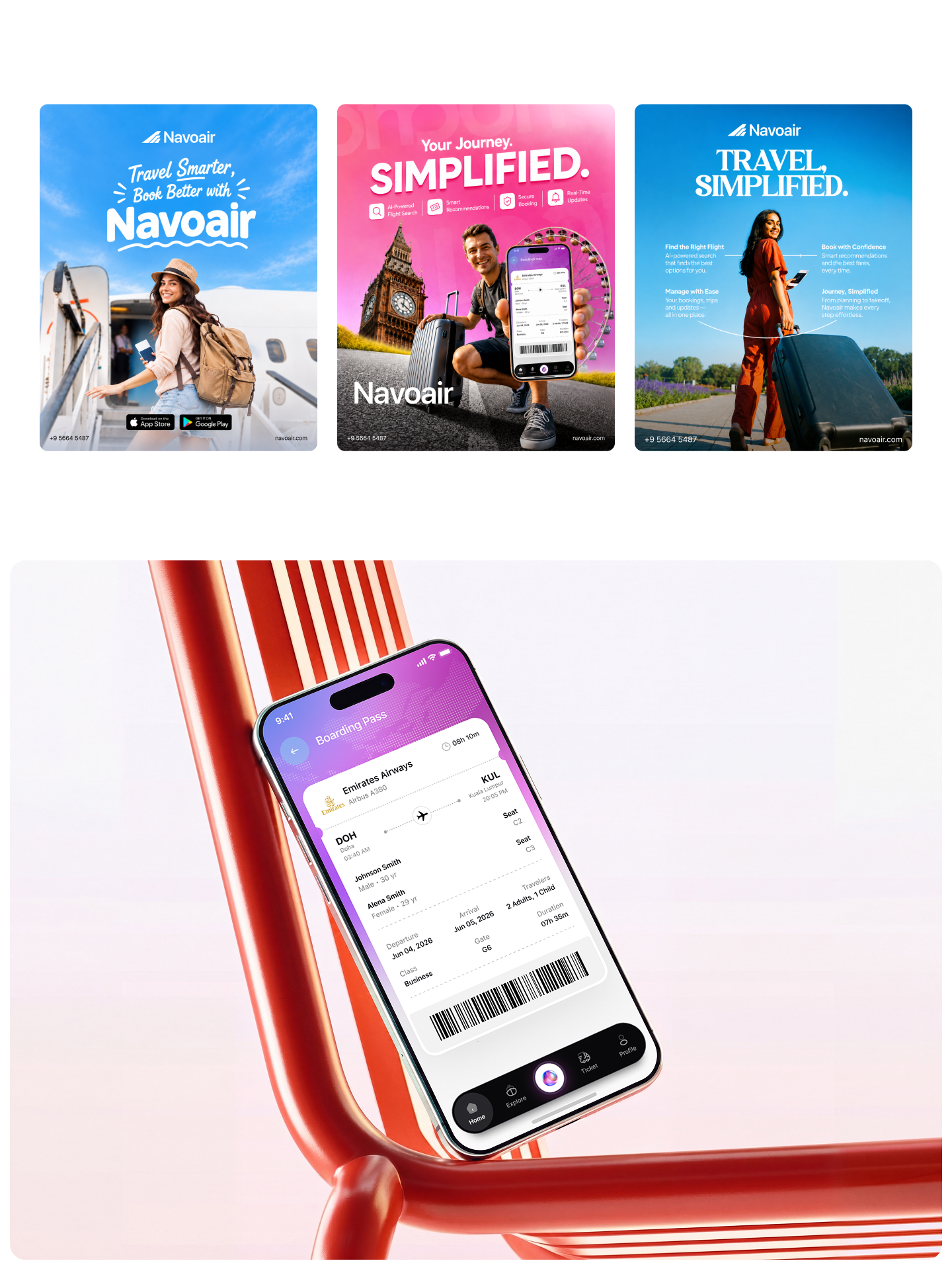 Navoair AI flight booking mobile app design, screen 15 of 18