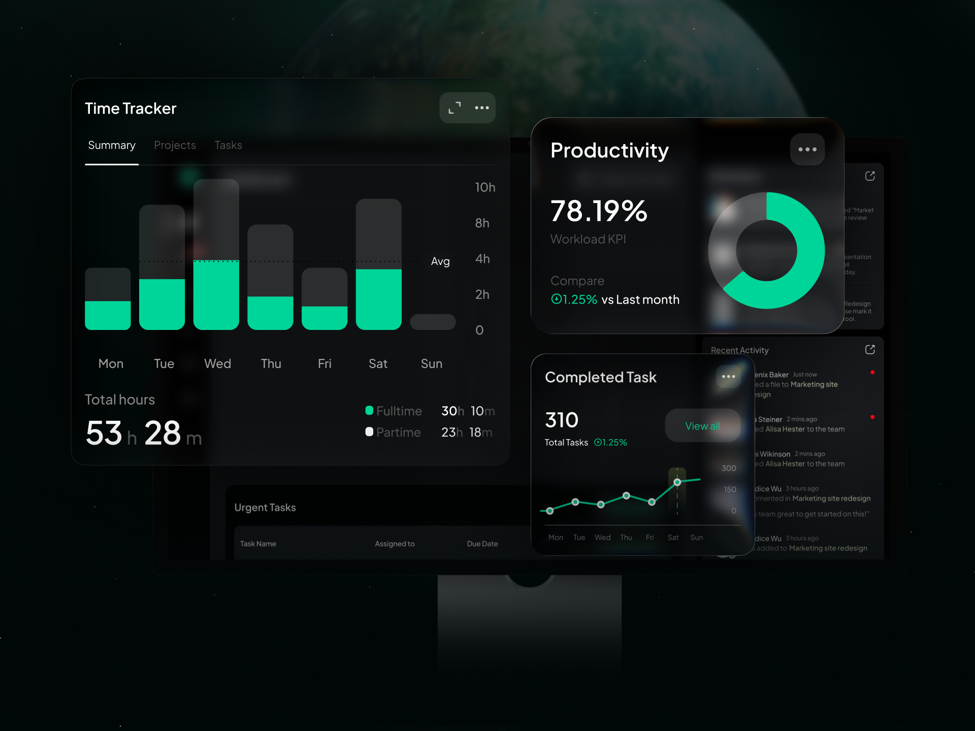 Project management dashboard UI design, screen 3 of 11