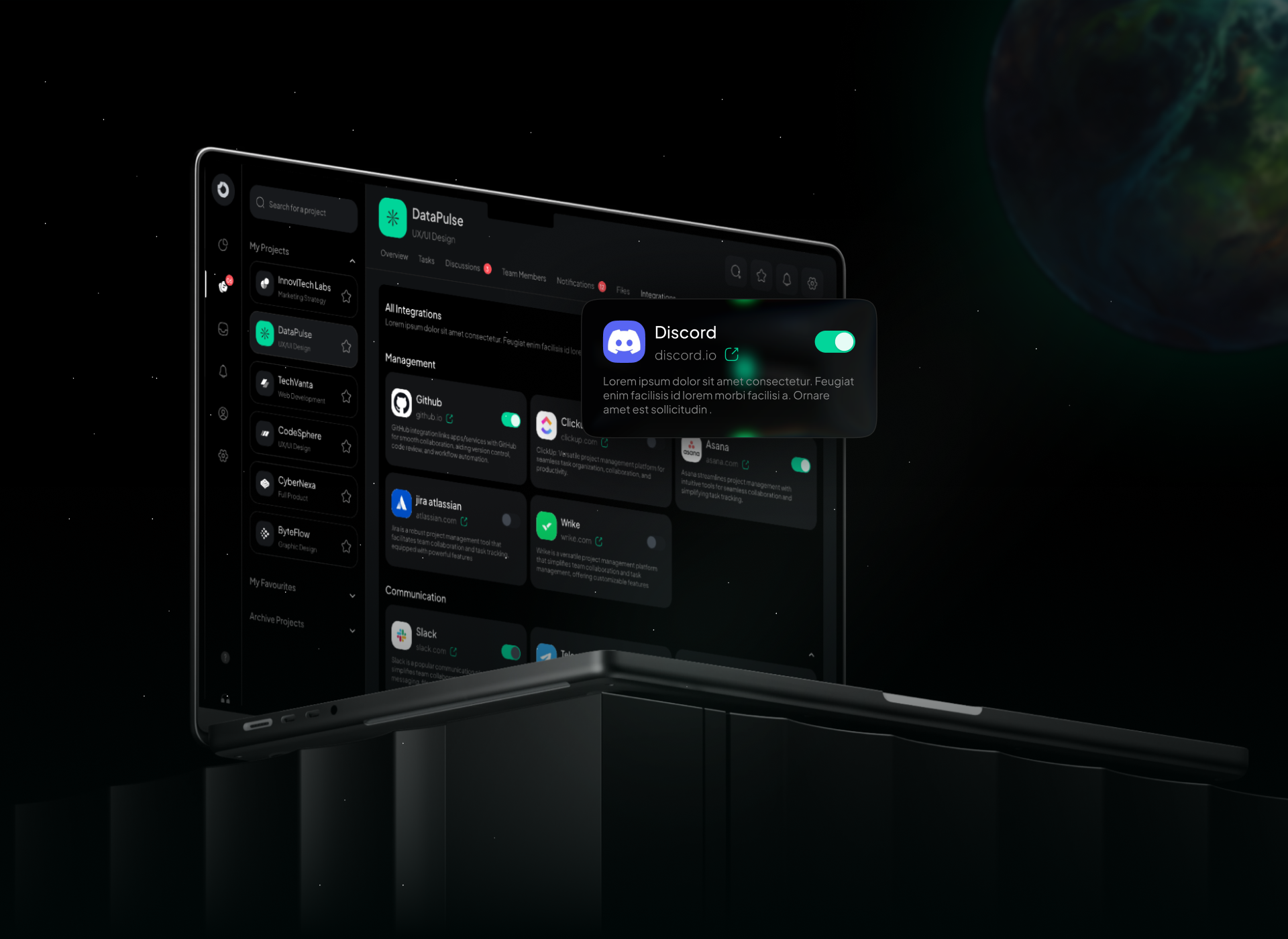 Project management dashboard UI design, screen 8 of 11