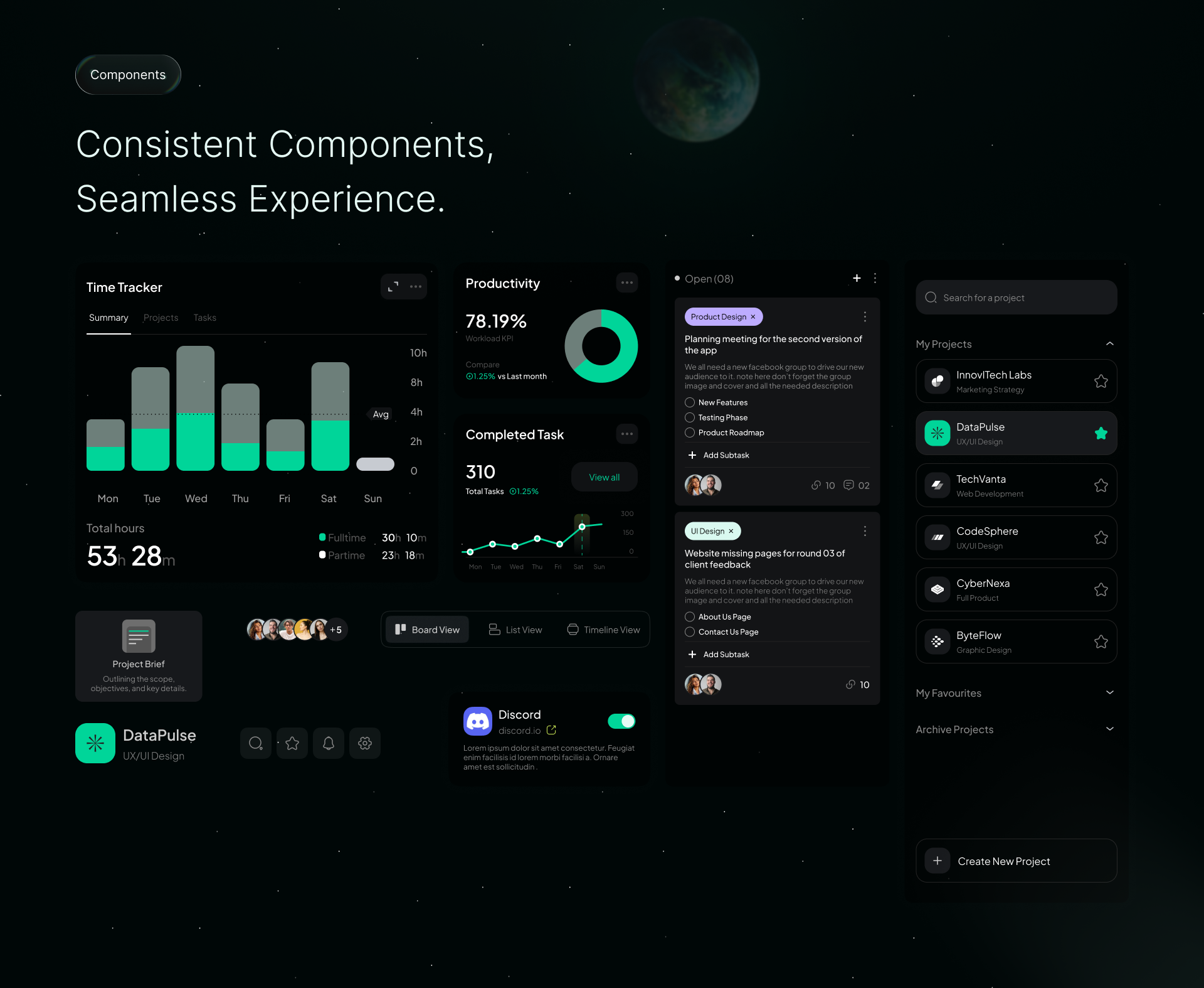 Project management dashboard UI design, screen 9 of 11